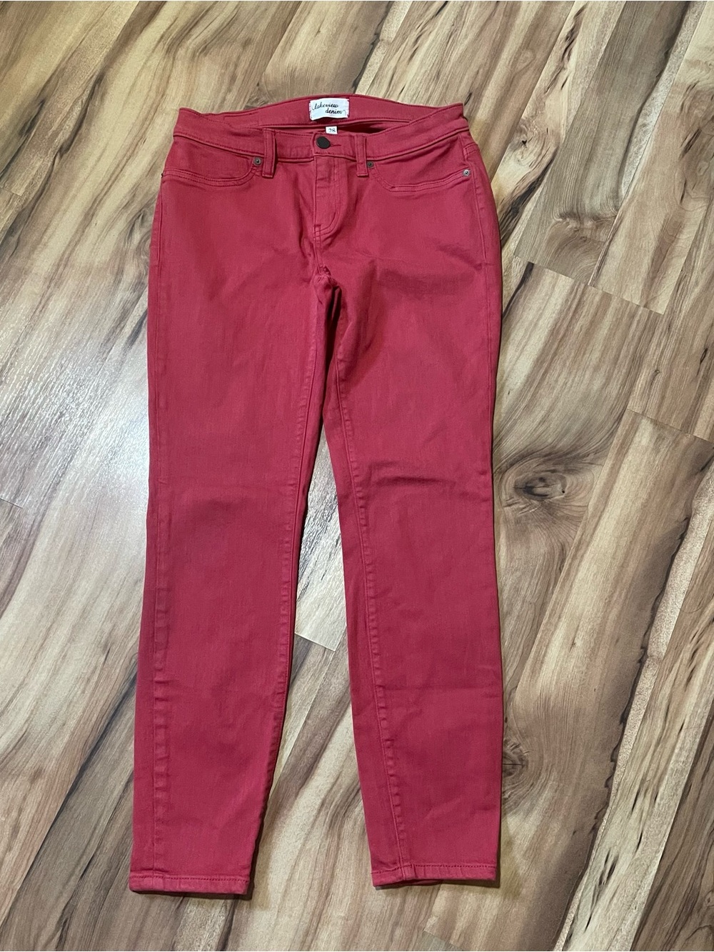 Lakeview Denim Alex Skinny Colored Jeans Pompeian Red Sz 28